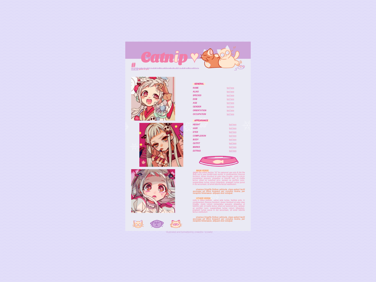 Screenshot of Carrd template Cat Heaven