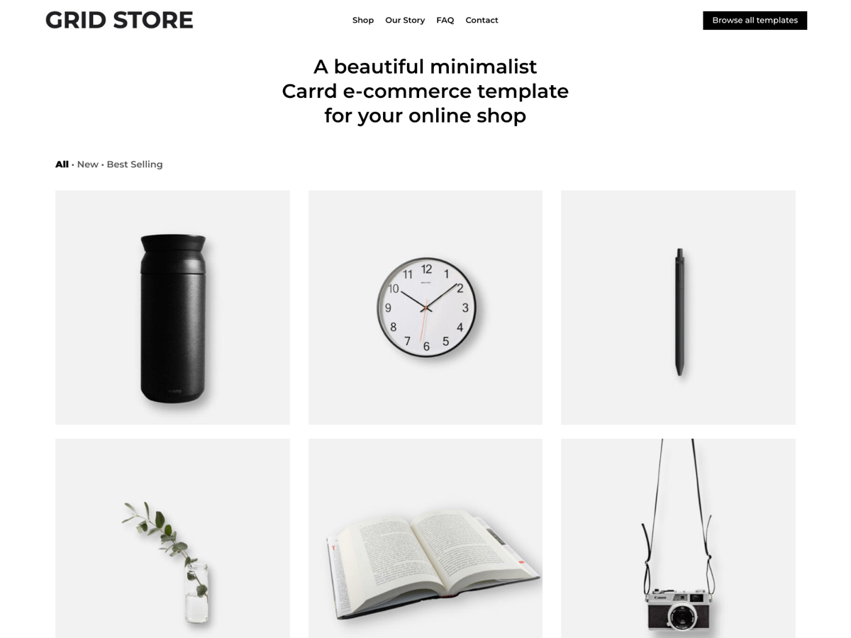 Screenshot of Carrd template Grid Store