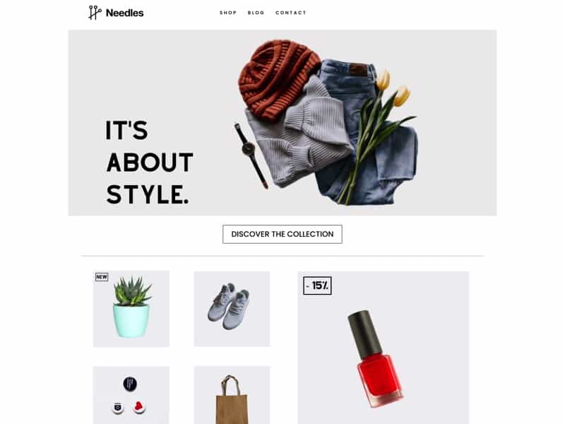 carrd ecommerce template online shop needles