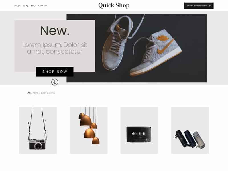 carrd ecommerce template quick shop