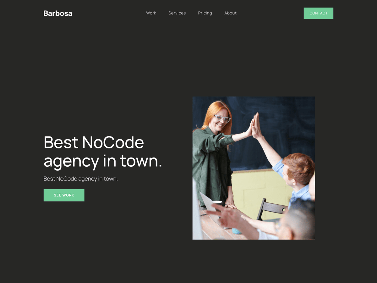 Screenshot of Carrd template Barbosa Agency