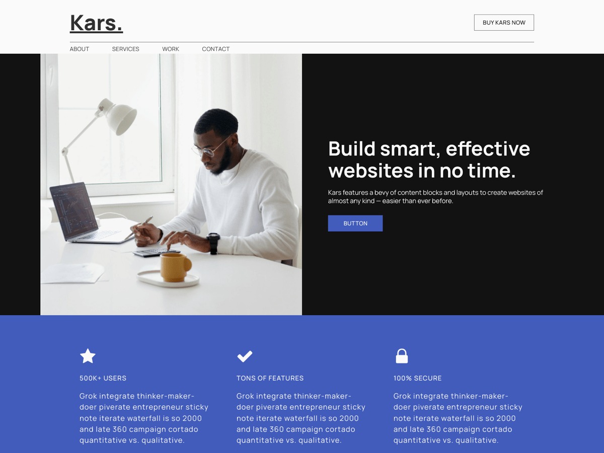 Screenshot of Carrd template Kars Web