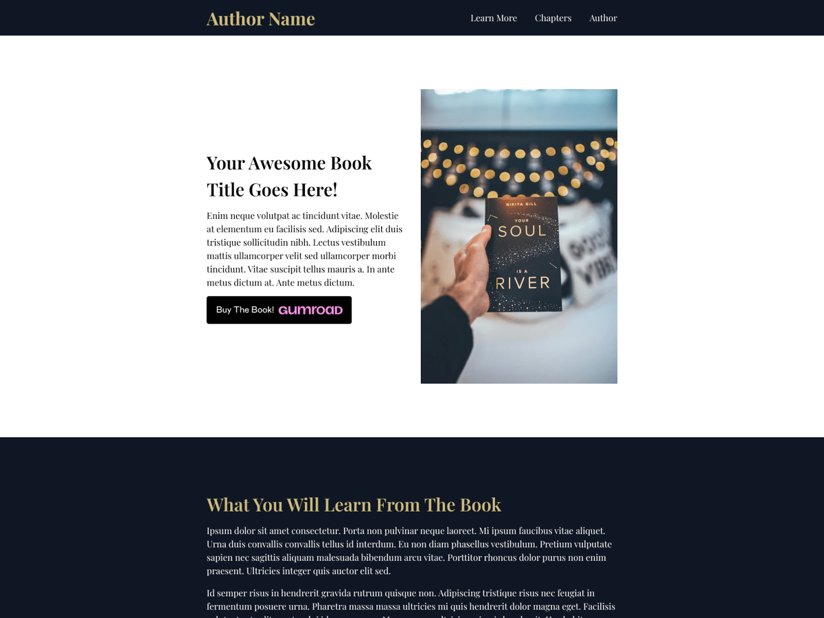 Screenshot of Carrd template Book Author