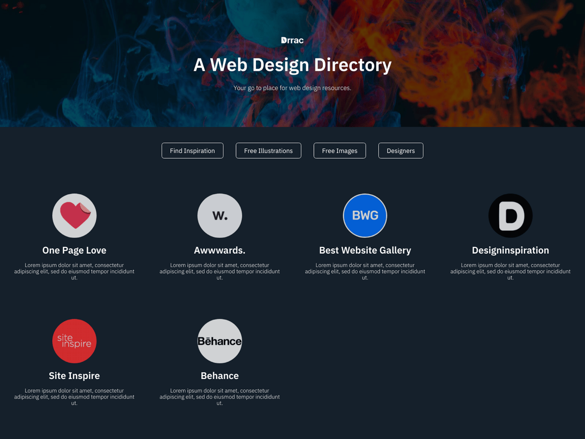 Screenshot of Carrd template Dark Directory
