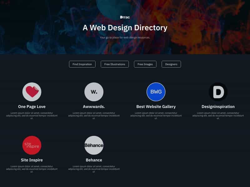 carrd template directory webiste dark
