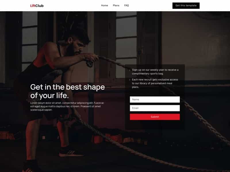 carrd template email capture list liftclub
