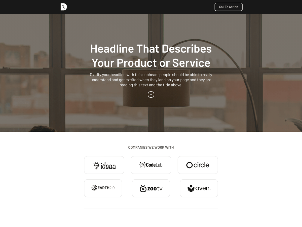 Screenshot of Carrd template Clean Lander