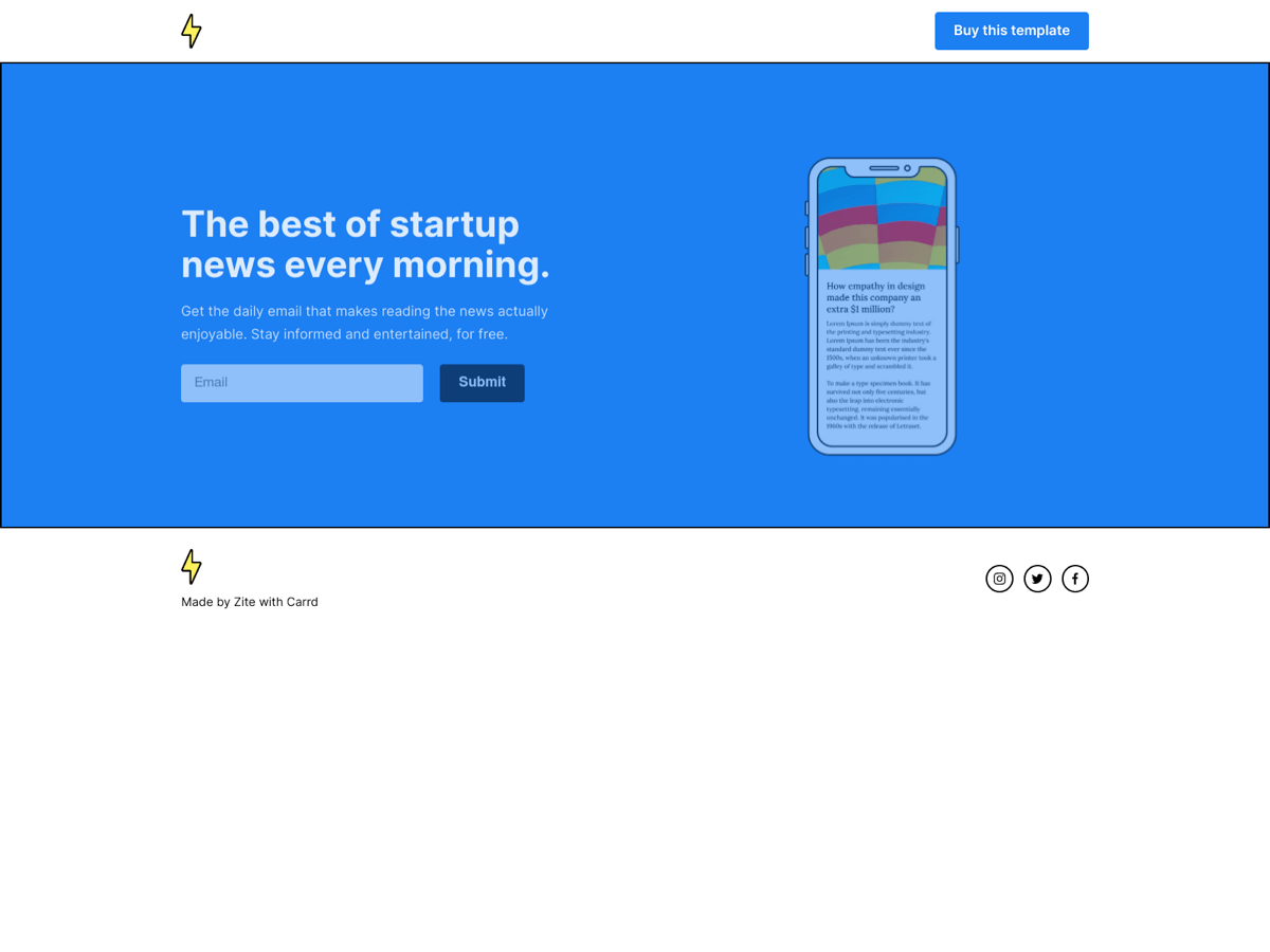 Screenshot of Carrd template LetterCard