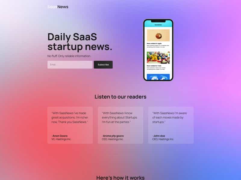 carrd template newsletter signup page