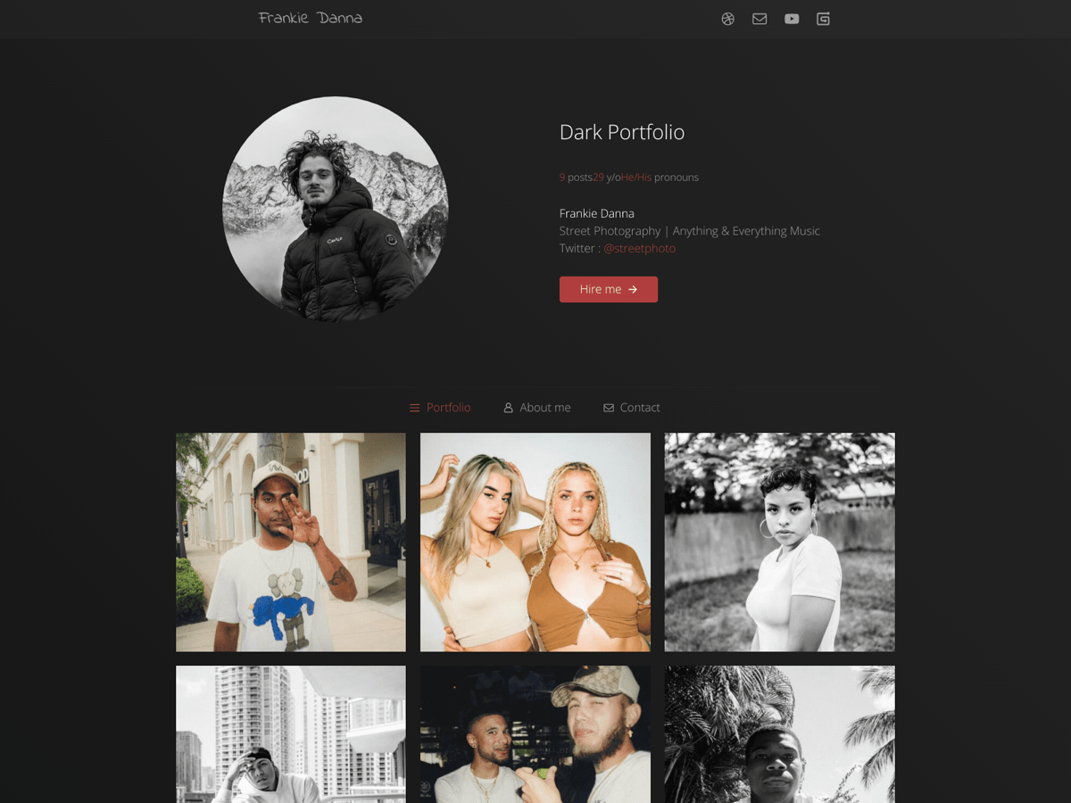 Screenshot of Carrd template Dark Portfolio