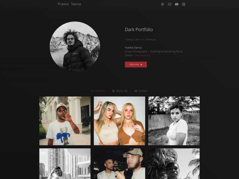 carrd template photography dark portfolio