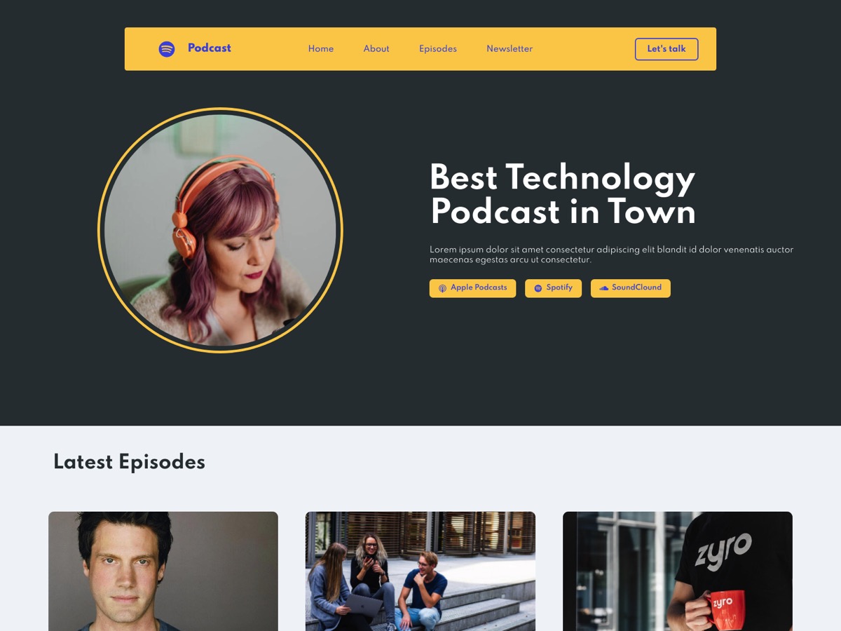 Screenshot of Carrd template Podcaster