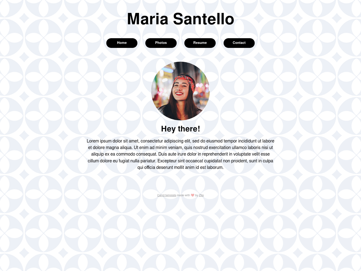 Screenshot of Carrd template Funky Portfolio