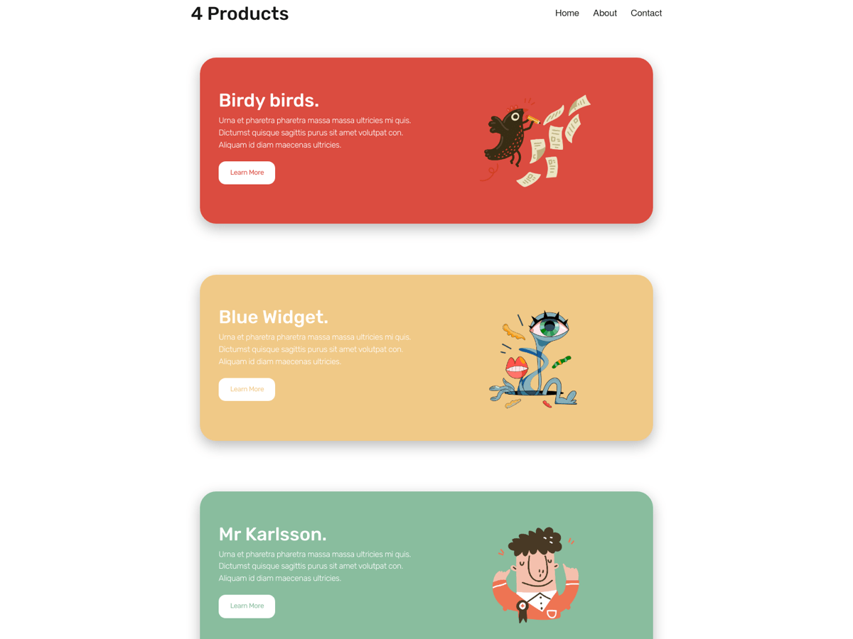 Screenshot of Carrd template Four Products