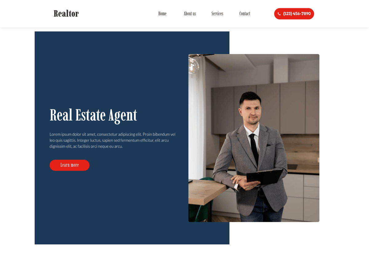 Screenshot of Carrd template Realtor Pro