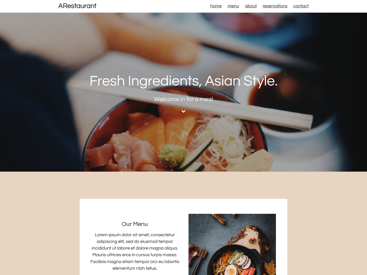 Screenshot of Carrd template Restaurante