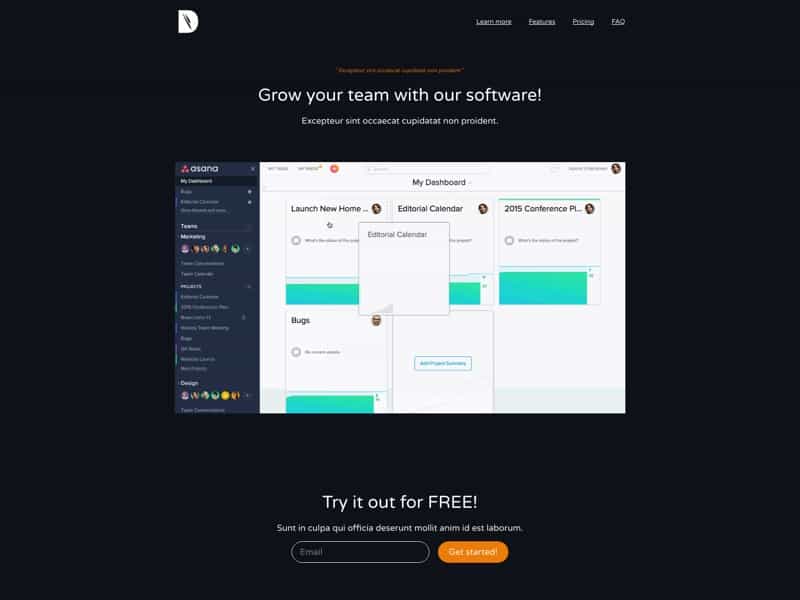 carrd template saas landingpage dark