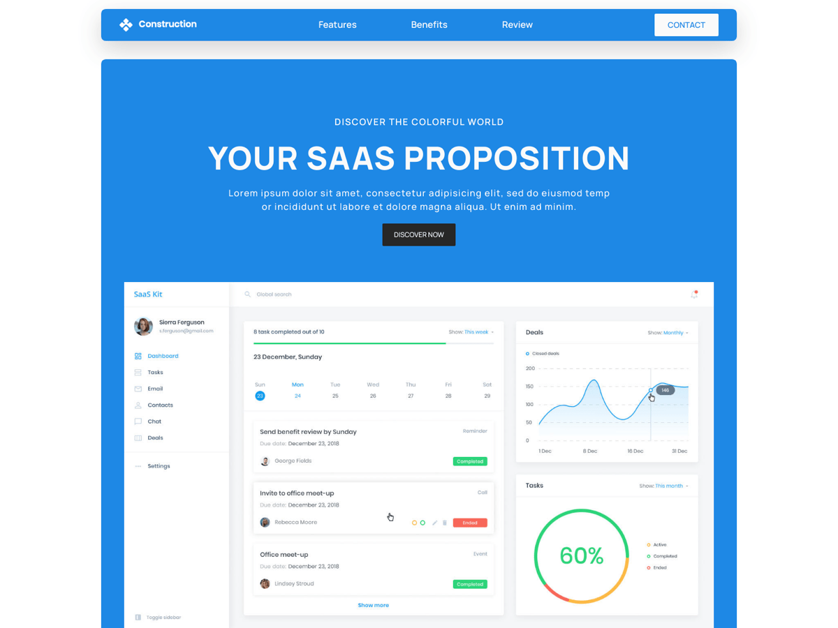 Screenshot of Carrd template SaaS Pro