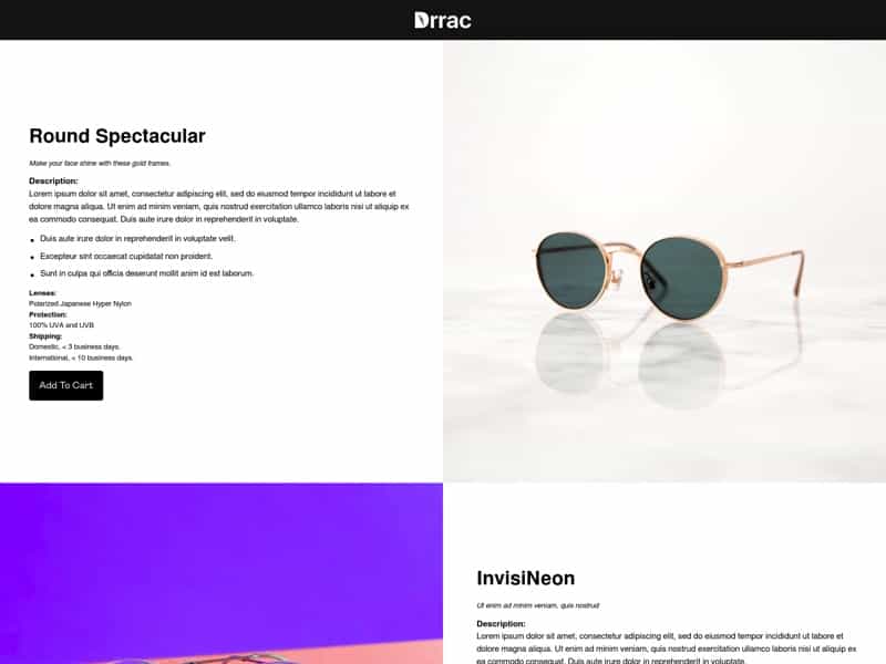 carrd template store front simple shop