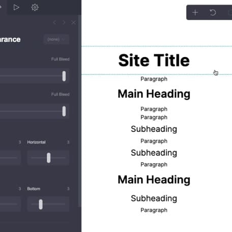 Screenshot of how to edit Headings Structure H1/H2/H3 in Carrd