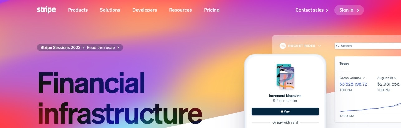 Stripe ecommerce platform website screenshot